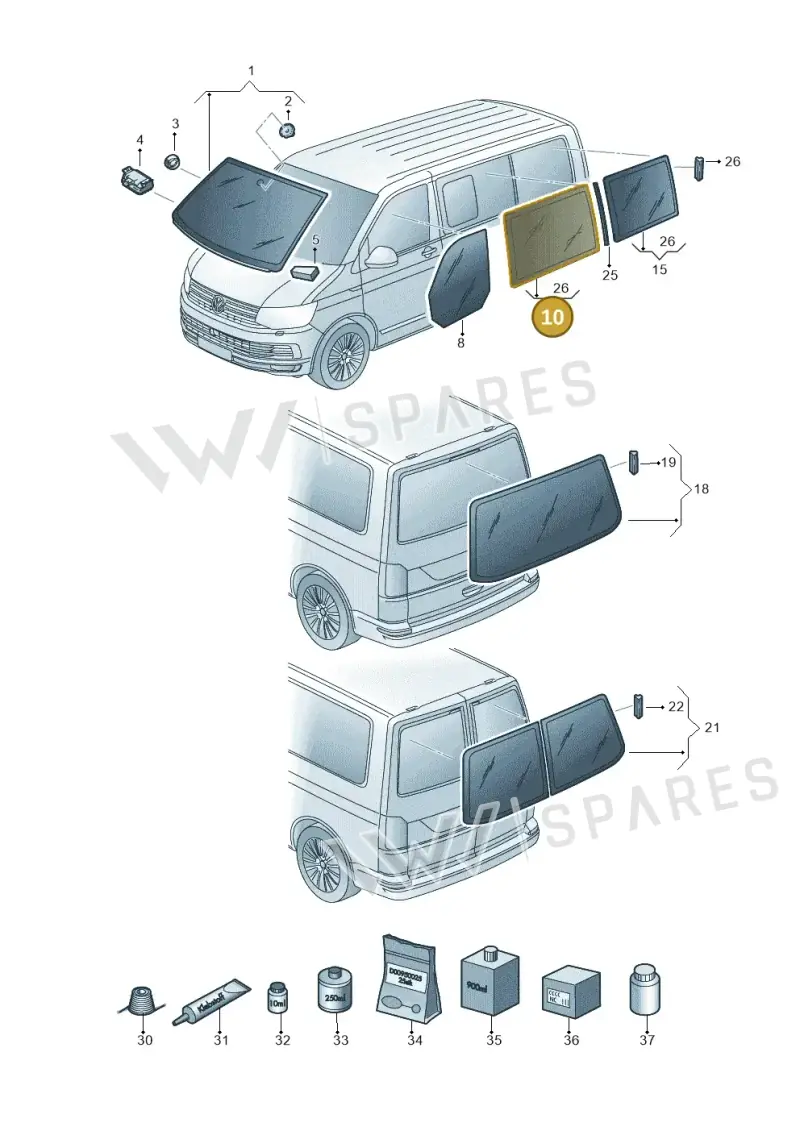 7E5845305G — Volkswagen Caravelle (2015-2019) diagram 861845000, position 10