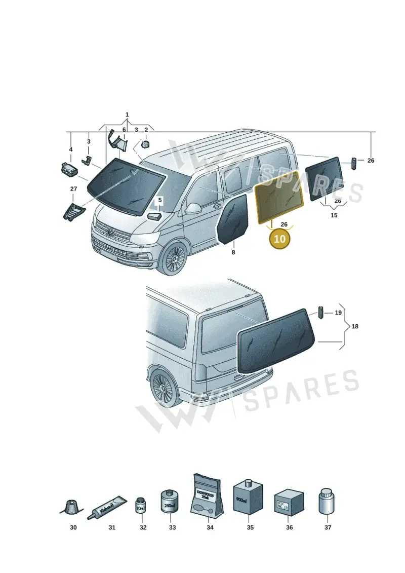 7E5845305G — Volkswagen Transporter Multivan (2019-2024) diagram 7em845000, position 10