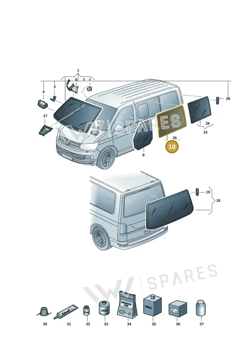 7E5845305MNVB — Volkswagen Transporter Multivan (2019-2024) diagram 7em845000, position 10