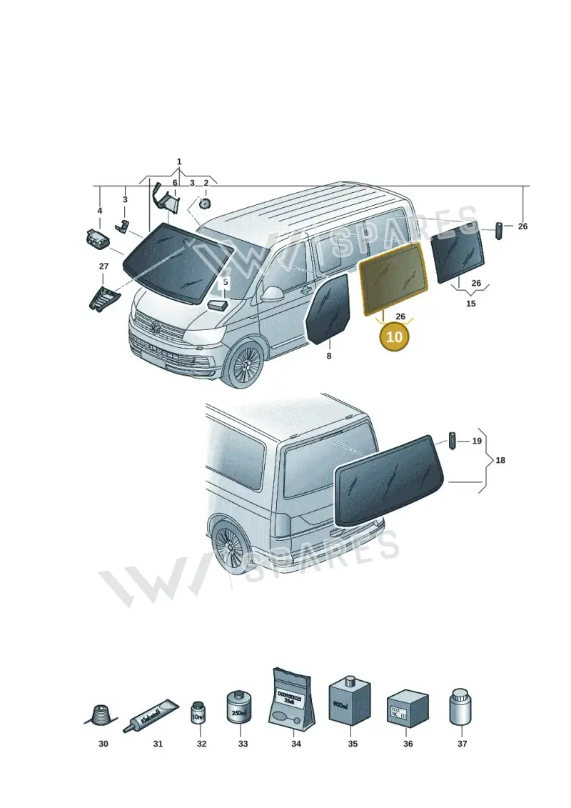 7E5845306G — Volkswagen Transporter Multivan (2019-2024) diagram 7em845000, position 10