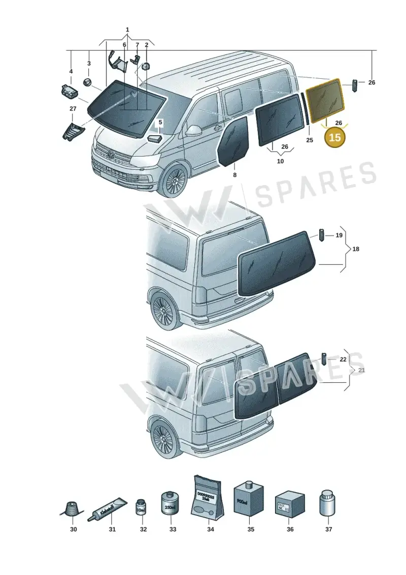 7E5845332E — Volkswagen Caravelle (2019-2024) diagram 7ep845000, position 15