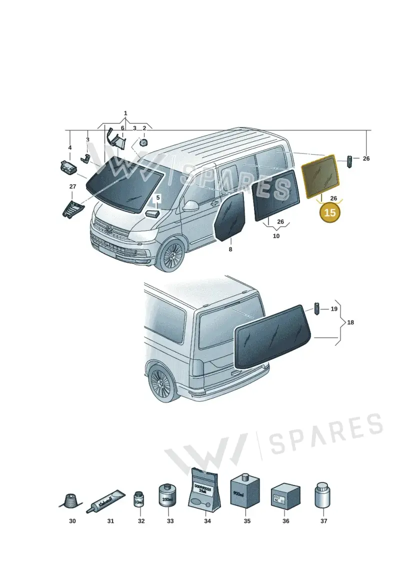 7E5845332E — Volkswagen Transporter Multivan (2019-2024) diagram 7em845000, position 15