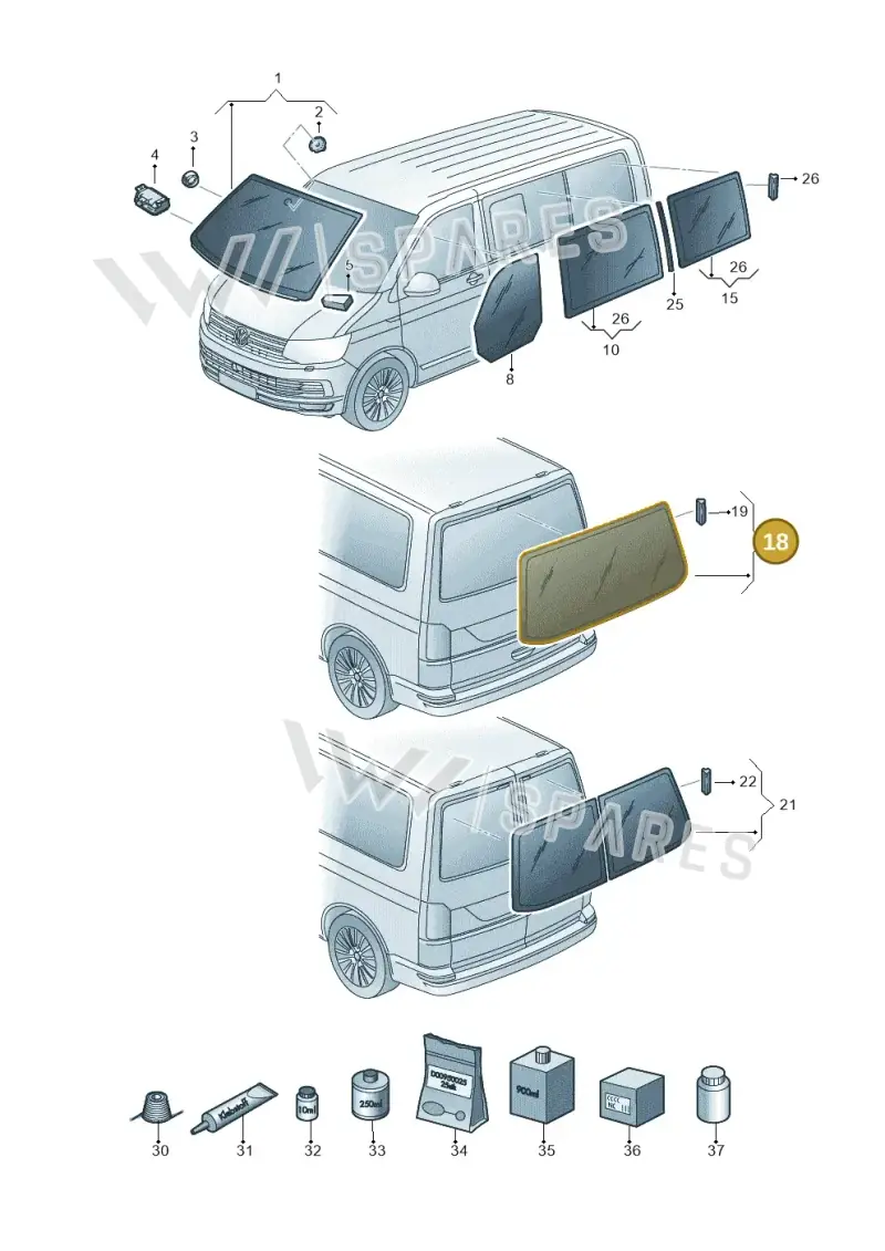 7E5845503ENVB — Volkswagen Caravelle (2015-2019) diagram 861845000, position 18
