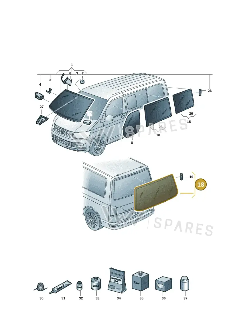 7E5845503FNVB — Volkswagen Transporter Multivan (2019-2024) diagram 7em845000, position 18