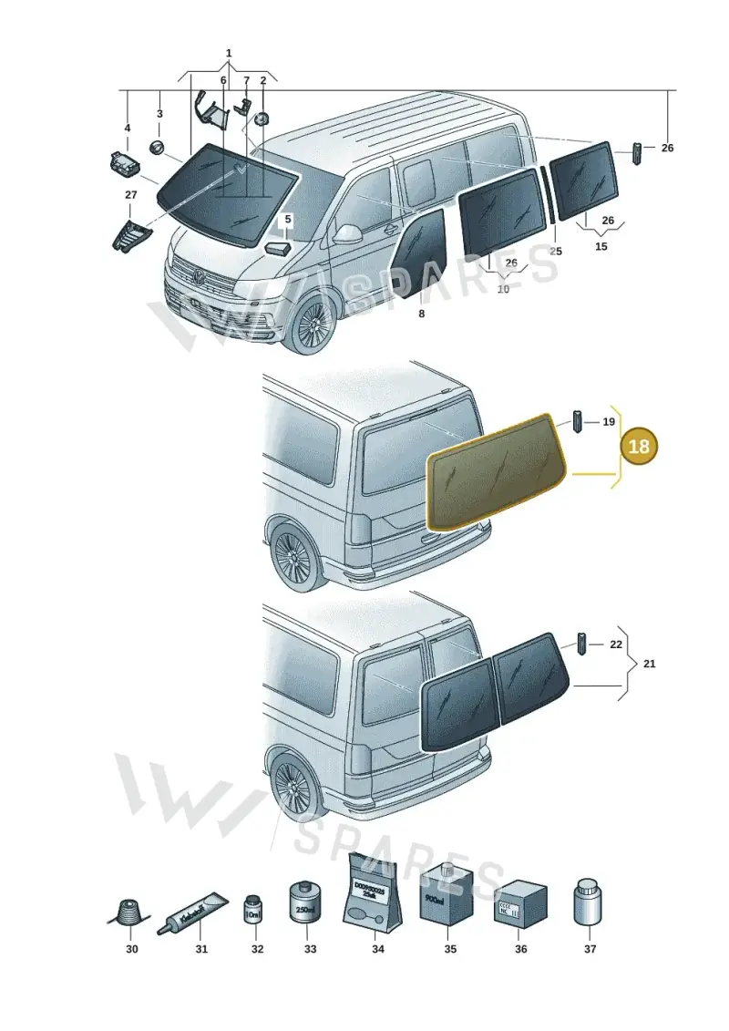 7E5845503GNVB — Volkswagen Caravelle (2019-2024) diagram 7ep845000, position 18
