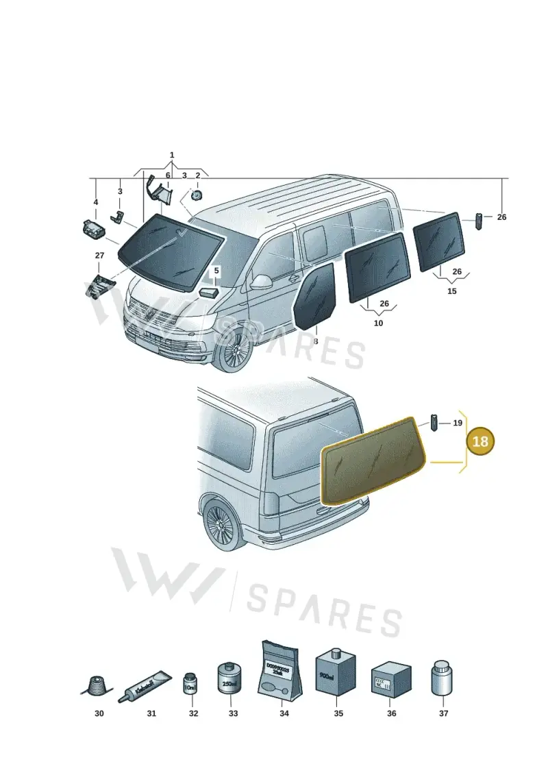 7E5845503GNVB — Volkswagen Transporter Multivan (2019-2024) diagram 7em845000, position 18