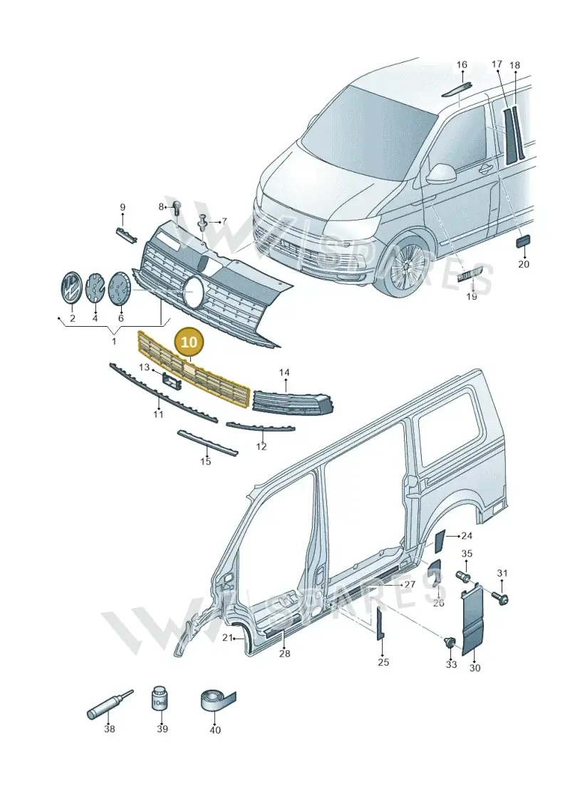 7E5853678A9B9 — Volkswagen Caravelle (2015-2019) diagram 861853000, position 10
