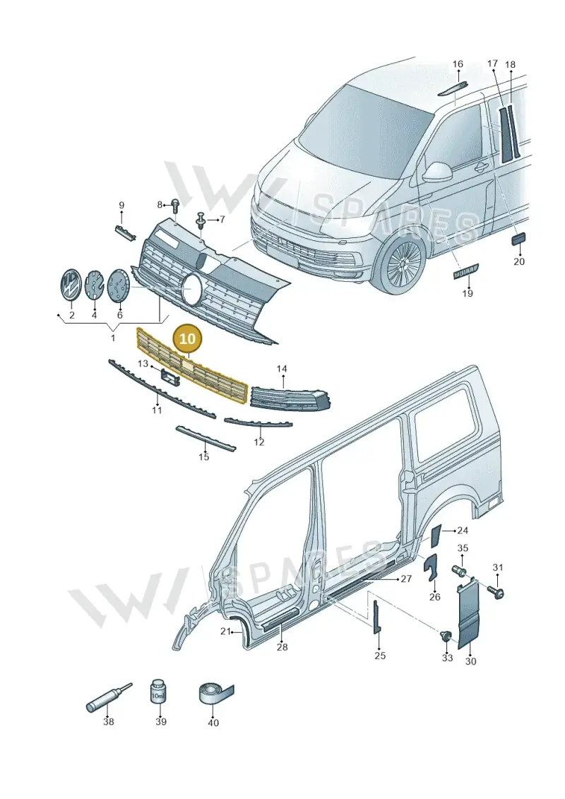 7E5853678B9B9 — Volkswagen Caravelle (2015-2019) diagram 861853000, position 10