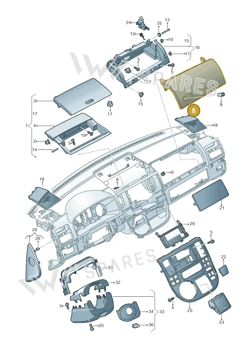 7E5857121A75R — Volkswagen Transp. caravelle (2011-2015) diagram 679857100, position 8