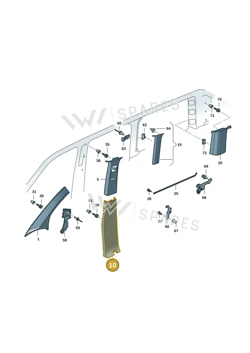 7E5867292AA82V — Volkswagen Transporter Multivan (2019-2024) diagram 7em867070, position 10
