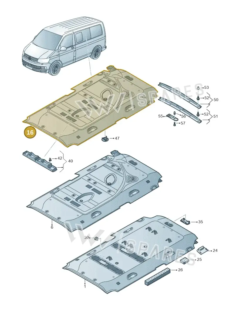 7E5867499CH6K8 — Volkswagen Caravelle (2015-2019) diagram 861867650, position 16