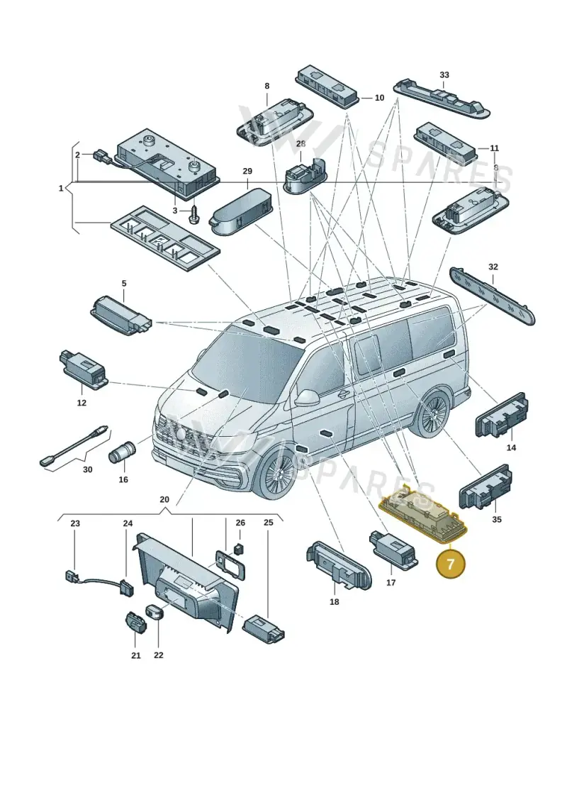 7E5947291CY20 — Volkswagen Caravelle (2019-2024) diagram 7ep947000, position 7