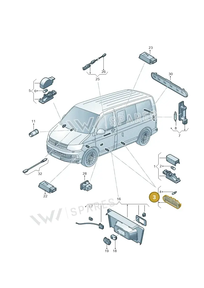 7E5947415AK72A — Volkswagen Caravelle (2015-2019) diagram 861947040, position 3