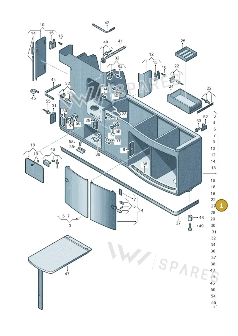 7E7068004QTQ9 — Volkswagen California (2015-2019) diagram 613068000, position 1