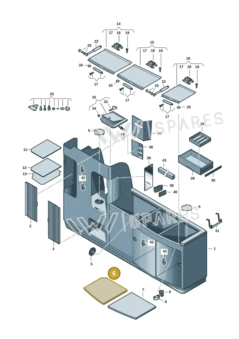 7E7068017 — Volkswagen California (2015-2019) diagram 613068005, position 6