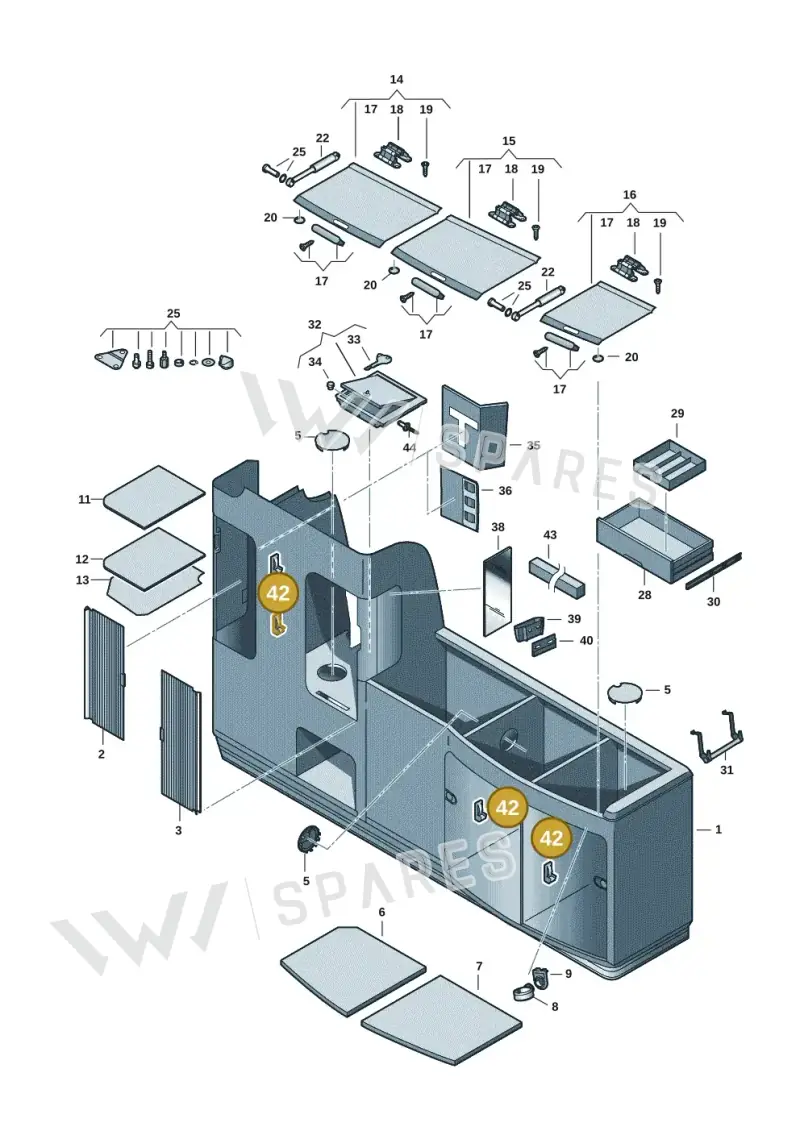 7E7068020 — Volkswagen California (2015-2019) diagram 613068000, position 42