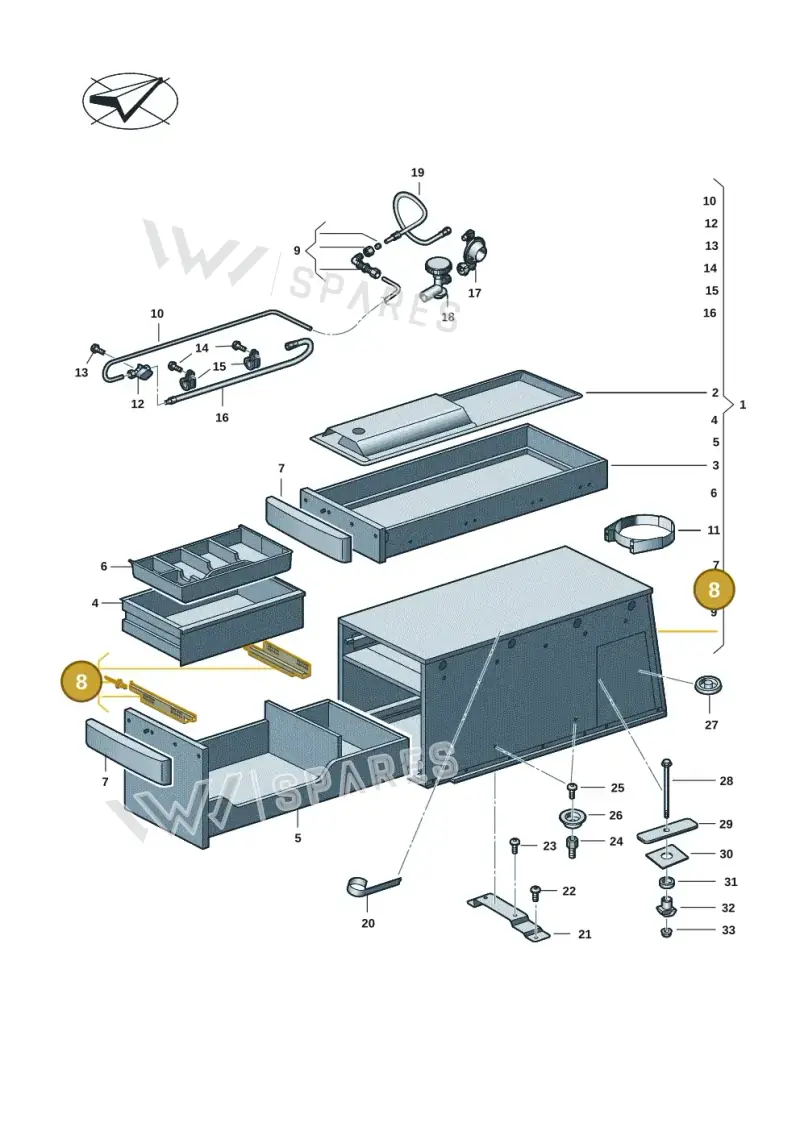 7E7068043 — Volkswagen Caddy Maxi Kombi (2020-2024) diagram 2ka068000, position 8