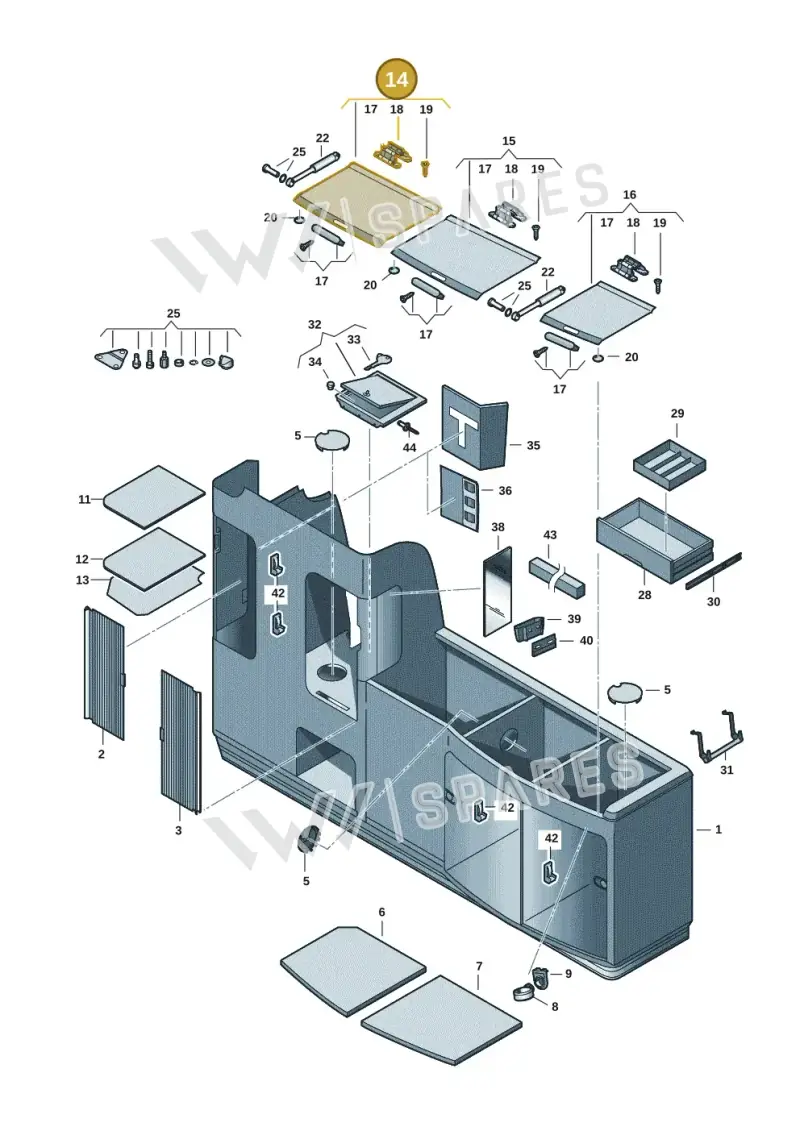 7E7068405B — Volkswagen California (2015-2019) diagram 613068000, position 14