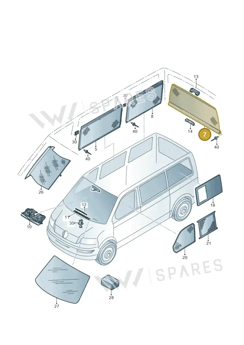 7E7861243E — Volkswagen Caravelle (2019-2024) diagram 7ep861015, position 7