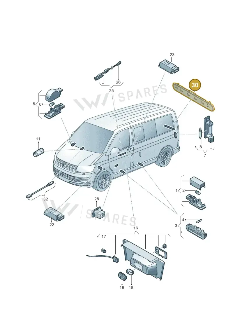 7E7947111 — Volkswagen Caravelle (2015-2019) diagram 861947040, position 30