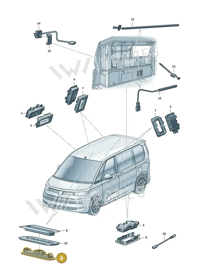 7E7947111 — Volkswagen Multivan (2021-) diagram 7t0947010, position 8