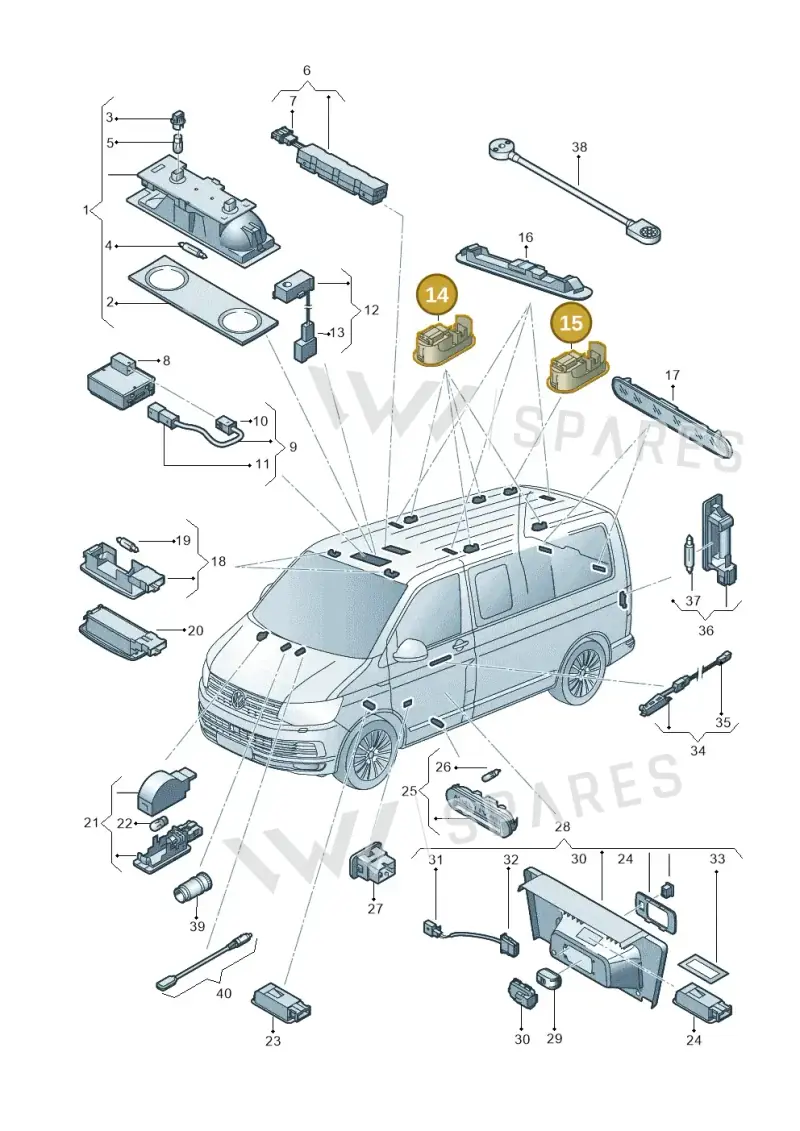 7E7947295F — Volkswagen California (2015-2019) diagram 871947010, position 14+15