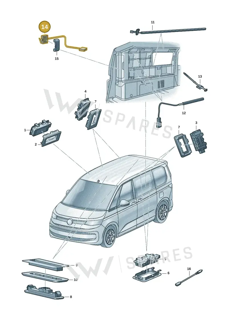 7E7959489 — Volkswagen Multivan (2021-2025) diagram 7t0947010, position 14