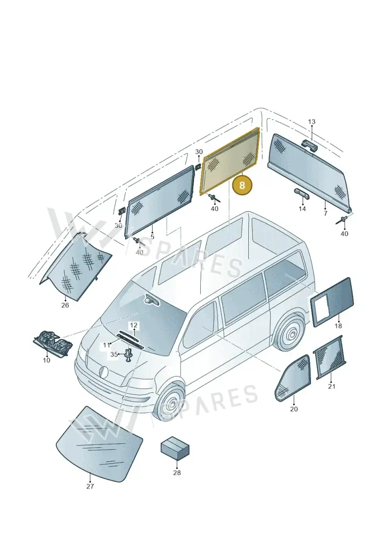 7E8861243A — Volkswagen Caravelle (2019-2024) diagram 7ep861015, position 8