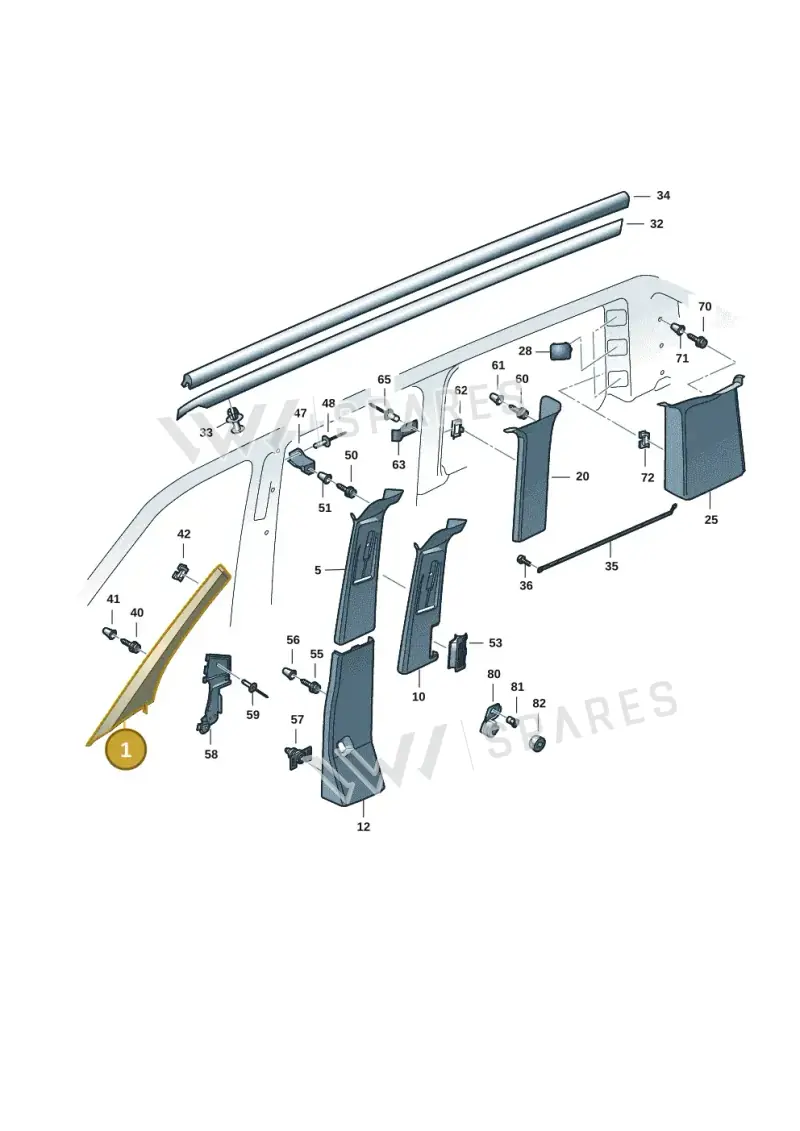 7E8867233AY20 — Volkswagen Caravelle (2019-2024) diagram 7ep867070, position 1