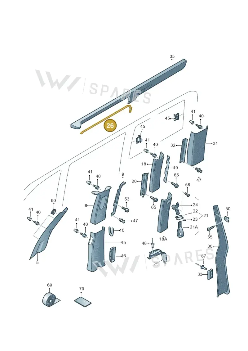 7E8867533X30 — Volkswagen Caravelle (2015-2019) diagram 731867770, position 26