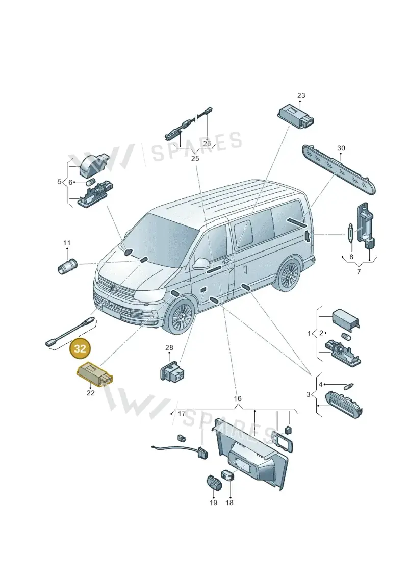 7E8947105 — Volkswagen Caravelle (2015-2019) diagram 861947040, position 32