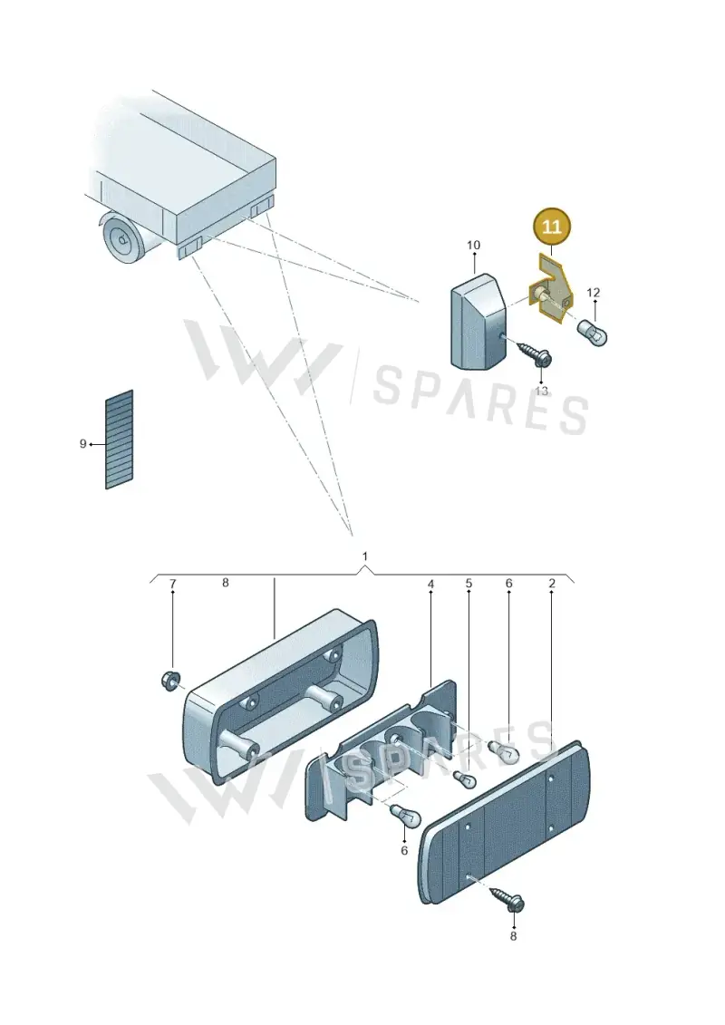 7F0943117 — Volkswagen Transporter Single Cab (2015-2019) diagram 732945000, position 11