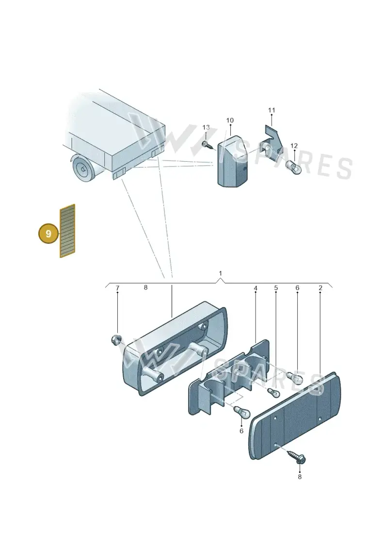 7F0945105 — Volkswagen Transp. dropside (2009-2011) diagram 411945000, position 9