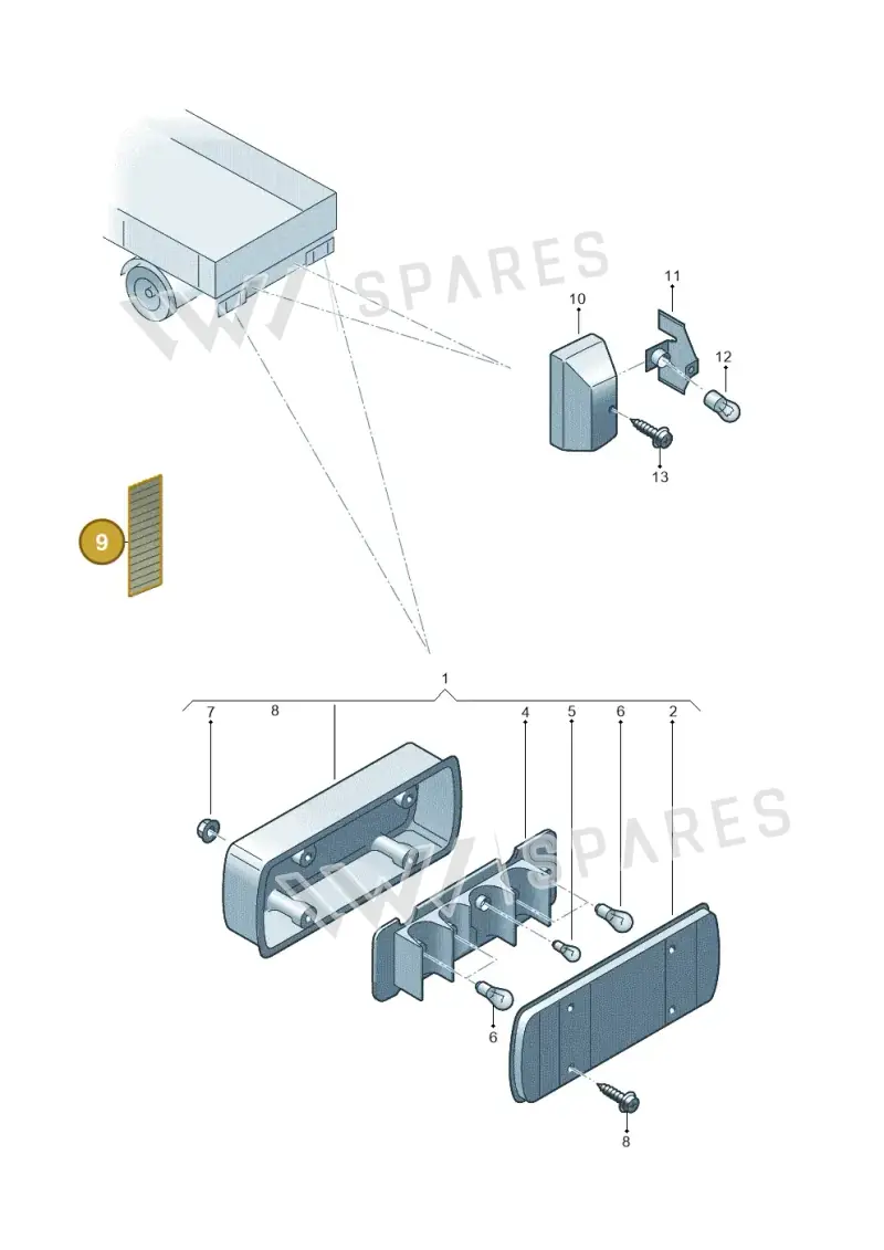 7F0945105 — Volkswagen Single-cab transp. (2015-2019) diagram 732945000, position 9