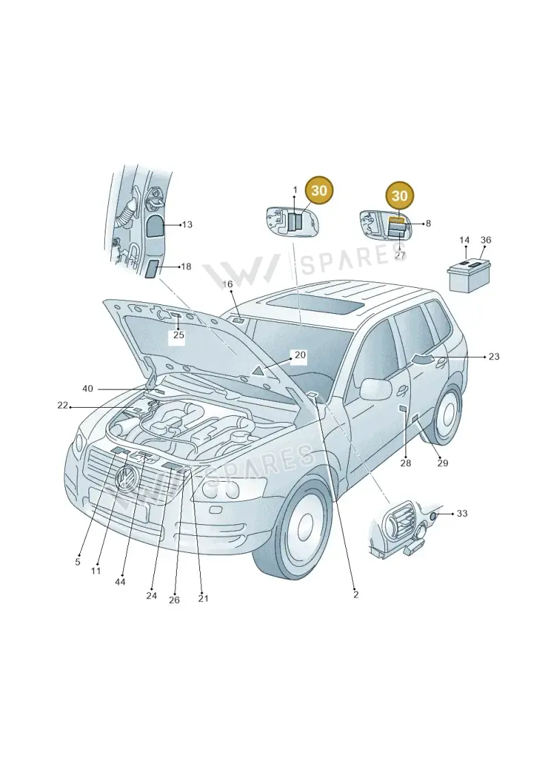 7H0010310T — Volkswagen Touareg                08> (2007-) diagram 616010000, position 30