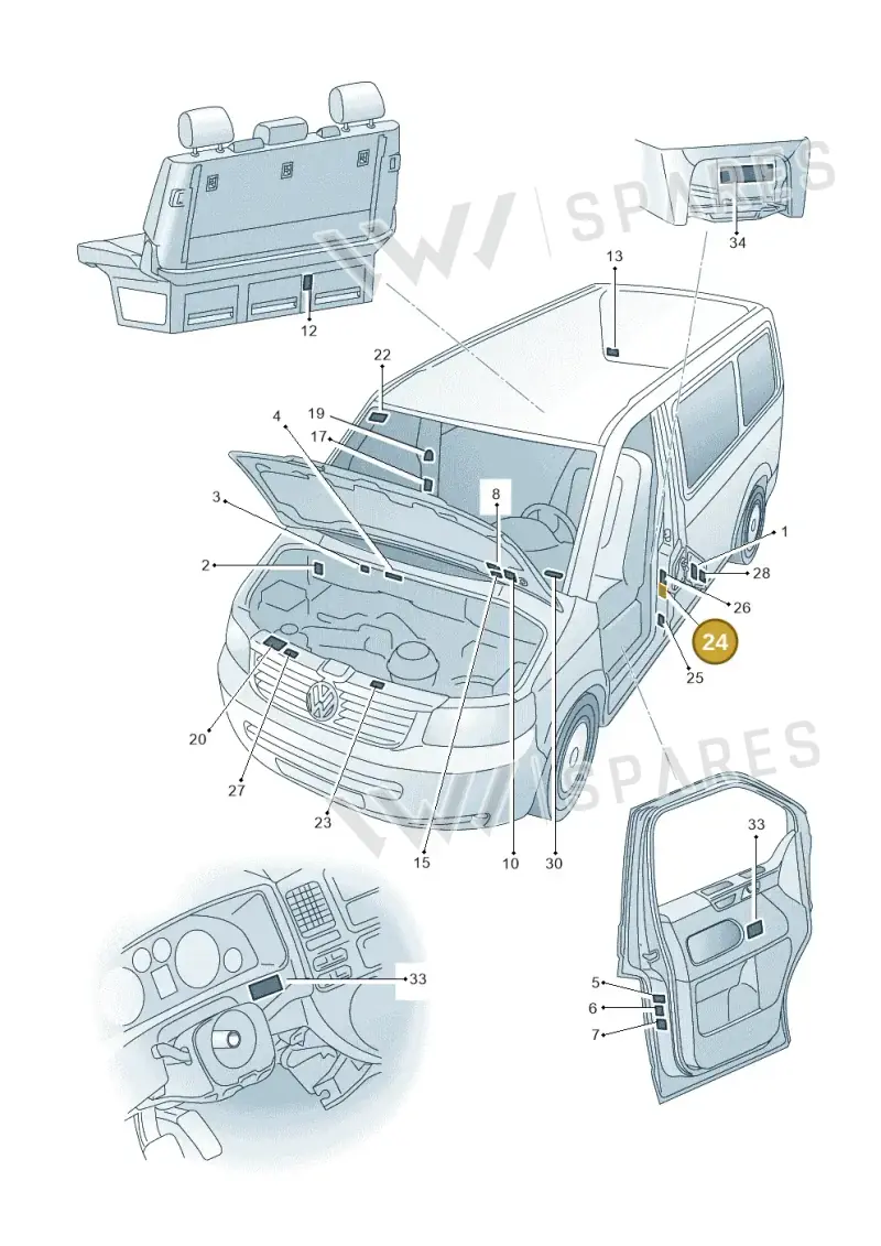 7H0010692S — Volkswagen Caravelle (2015-2019) diagram 861010000, position 24