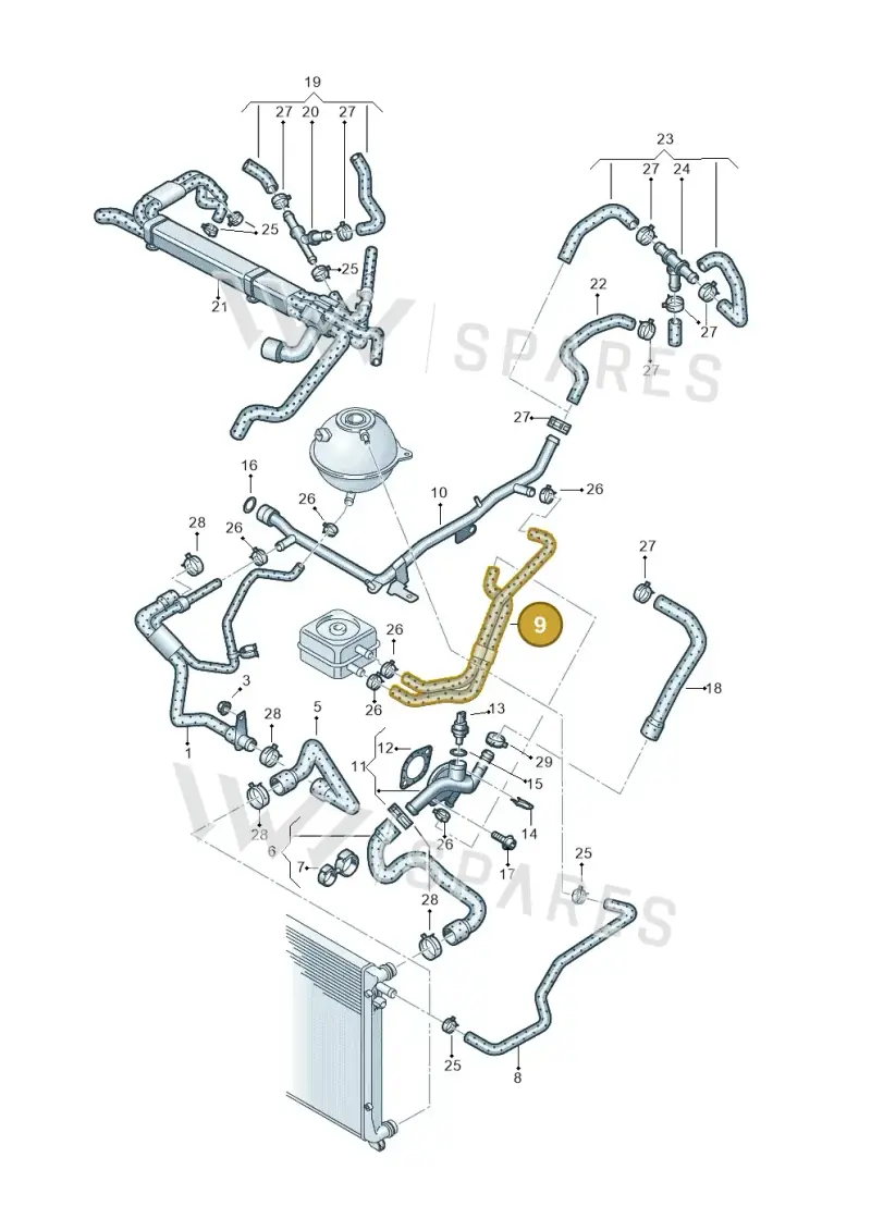 7H0121086F — Volkswagen Transp. caravelle (2008-2009) diagram 410121300, position 9