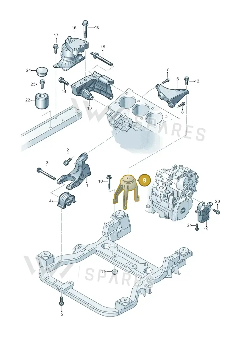 7H0199849BC — Volkswagen Transp. caravelle (2008-2009) diagram 410199200, position 9