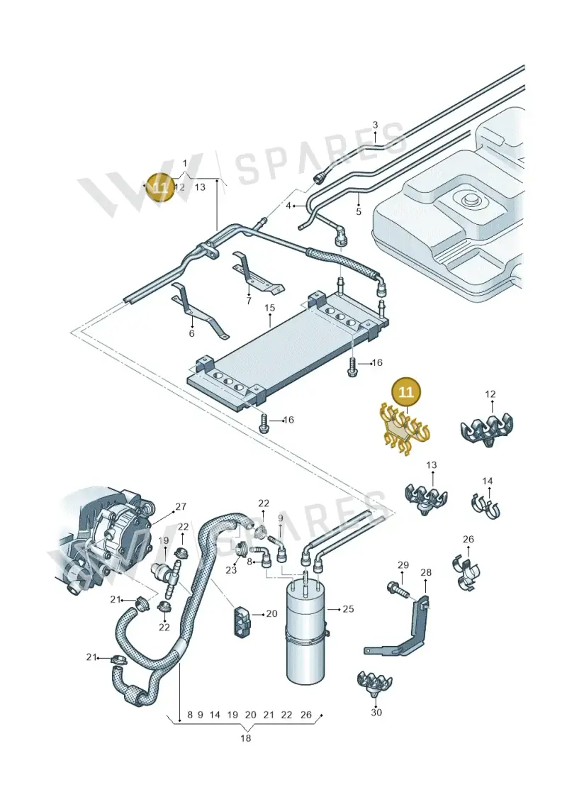 7H0201449 — Volkswagen Transp. caravelle (2008-2009) diagram 628201250, position 11