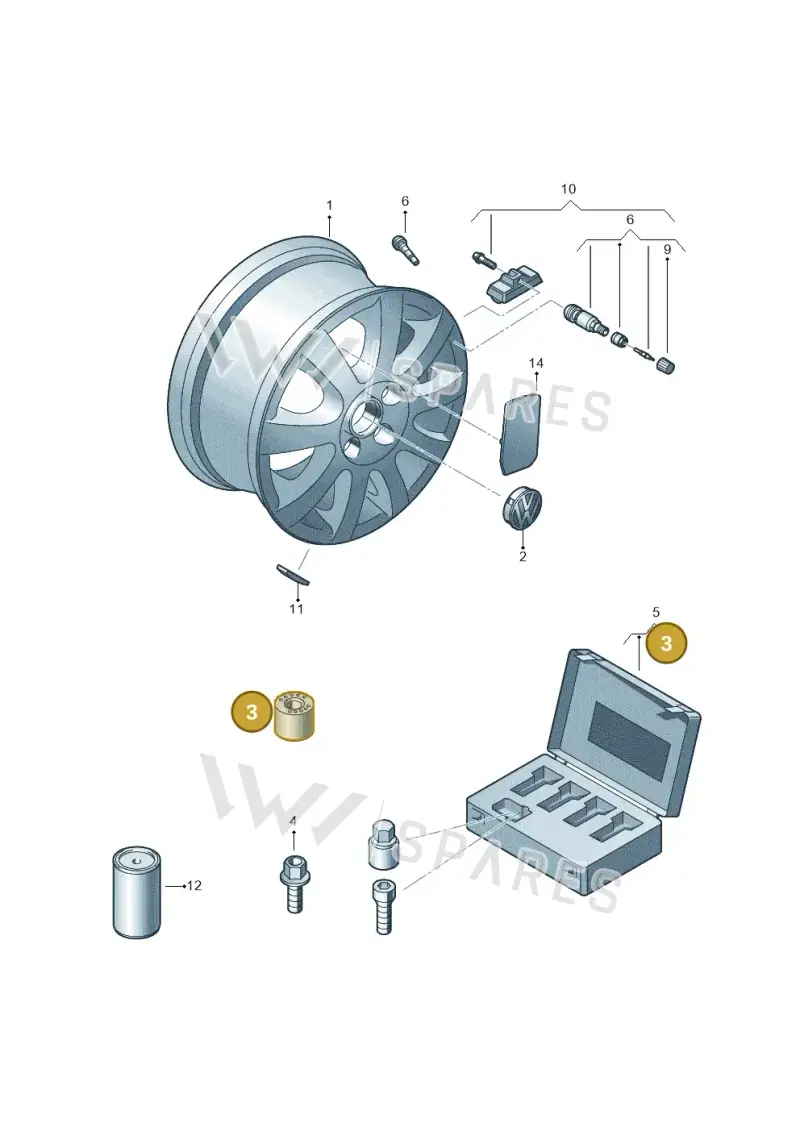 7H0601173A9B9 — Volkswagen Transporter Multivan (2019-2024) diagram 702601500, position 3