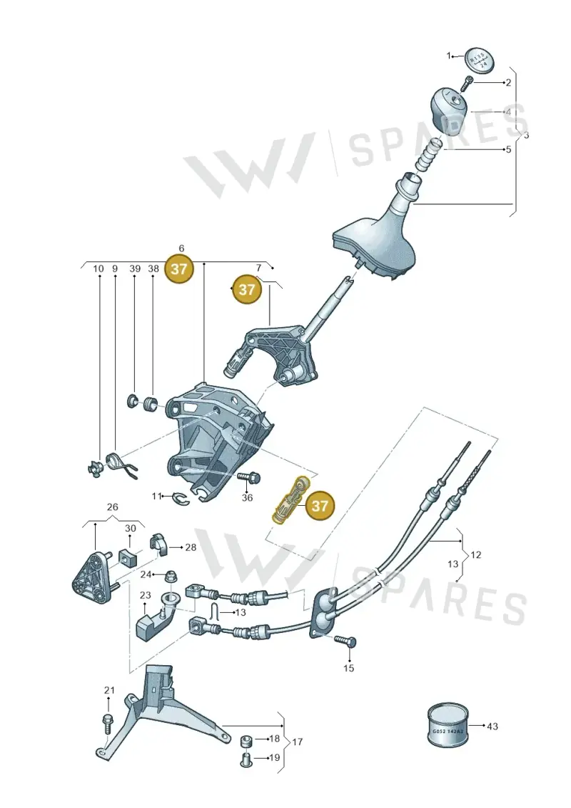 7H0711761C — Volkswagen Caravelle (2015-2019) diagram 861711300, position 37