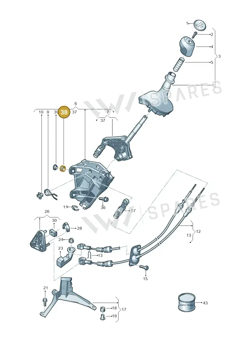 7H0711798 — Volkswagen Caravelle (2015-2019) diagram 861711300, position 38