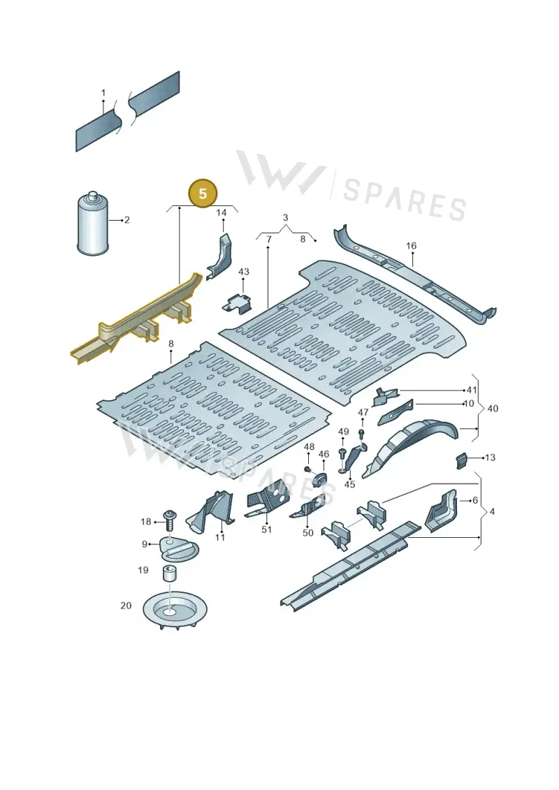 7H0801251K — Volkswagen California Camper (2011-2015) diagram 410801200, position 5