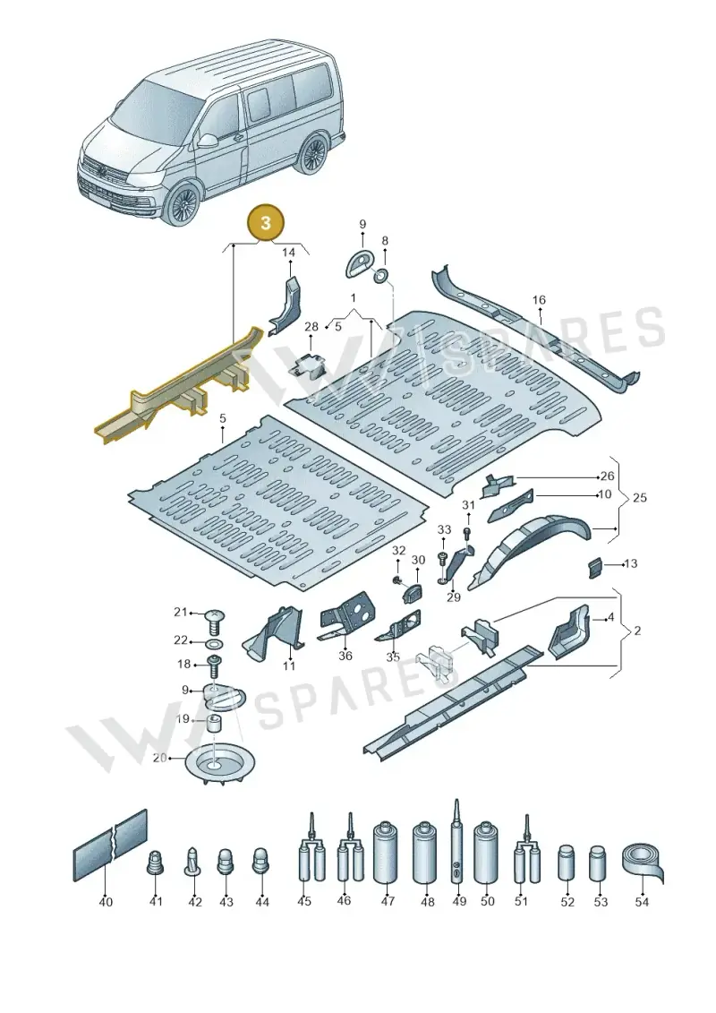7H0801251K — Volkswagen Caravelle (2019-2024) diagram 861801200, position 3