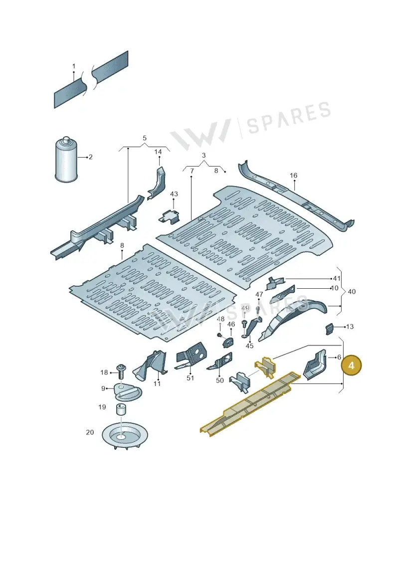 7H0801251L — Volkswagen Transp. caravelle (2011-2015) diagram 410801200, position 4