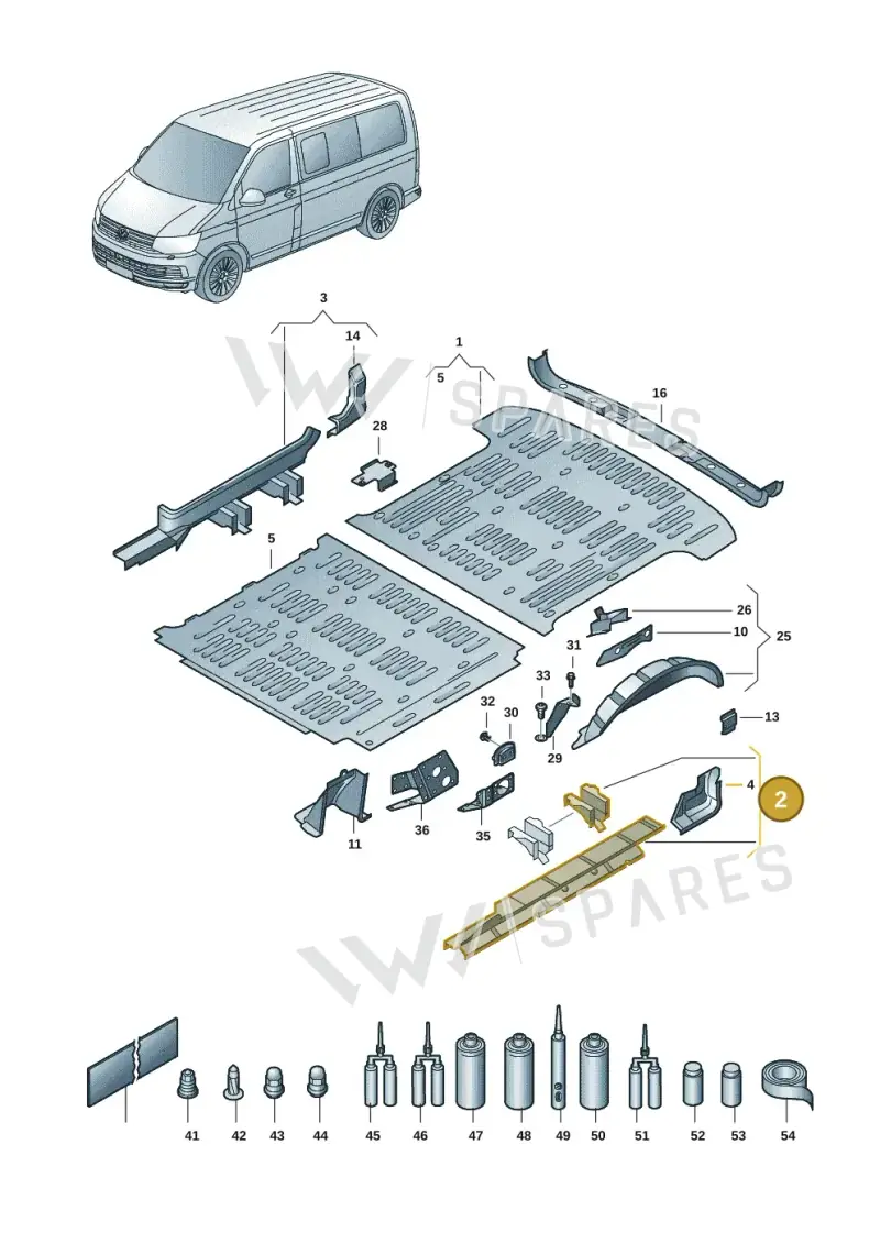 7H0801251L — Volkswagen Transport. multivan (2019-2024) diagram 7em801020, position 2