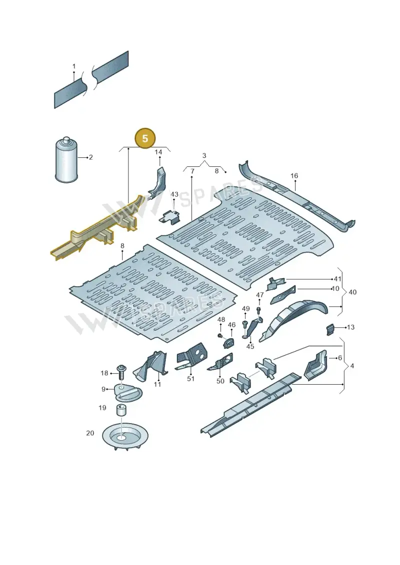 7H0801252K — Volkswagen Transp. caravelle (2011-2015) diagram 410801200, position 5