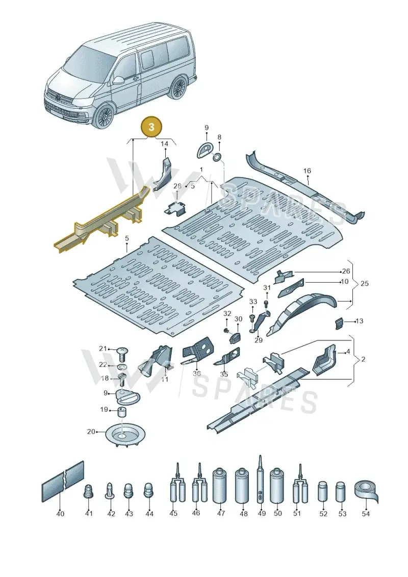 7H0801252K — Volkswagen Caravelle (2019-2024) diagram 861801200, position 3