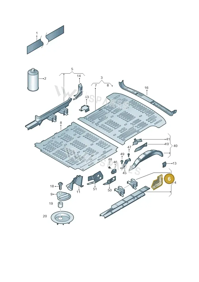7H0801253C — Volkswagen Transp. caravelle (2011-2015) diagram 410801200, position 6