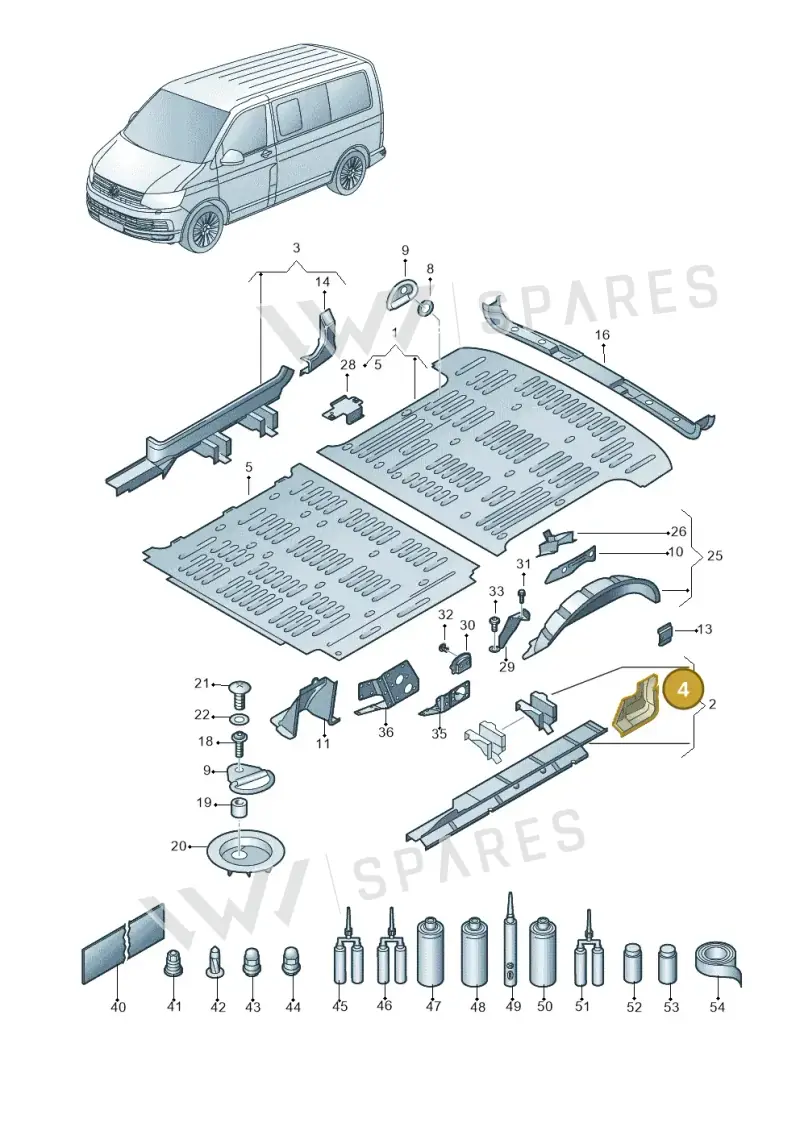 7H0801253E — Volkswagen Caravelle (2019-2024) diagram 861801200, position 4